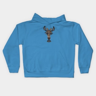 Cute Curious Baby Moose Nerd Wearing Glasses Kids Hoodie